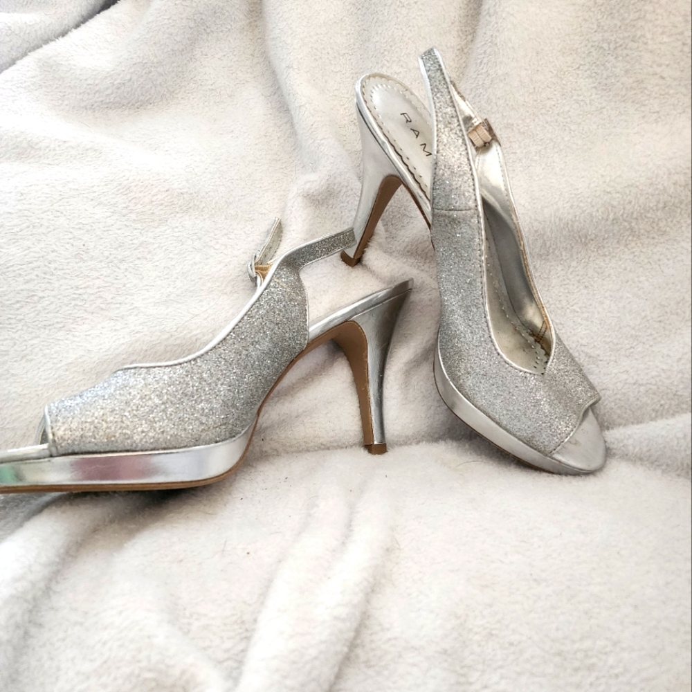 Silver glitter open Toe high heels!